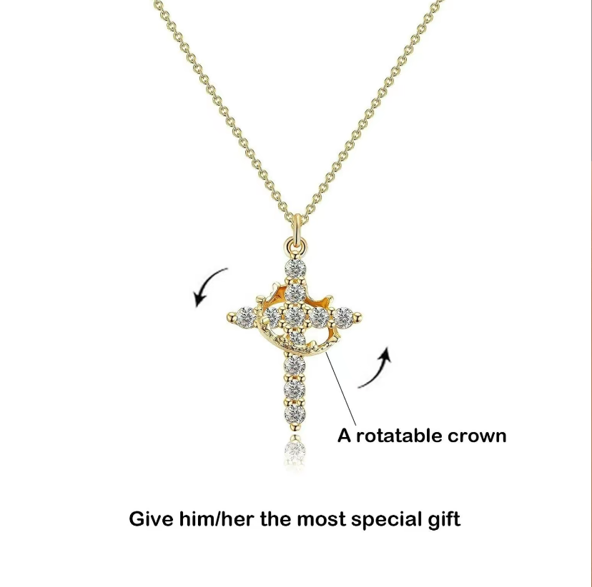 Cross and Crown Necklace - A Daily Reminder of Faith and Victory